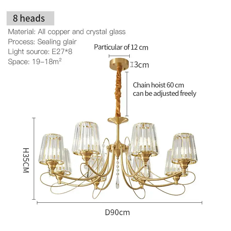 Bronze Ribbed Glass Chandelier
