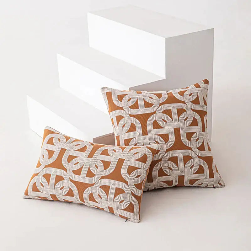 Brown Geometric Cushion Cover
