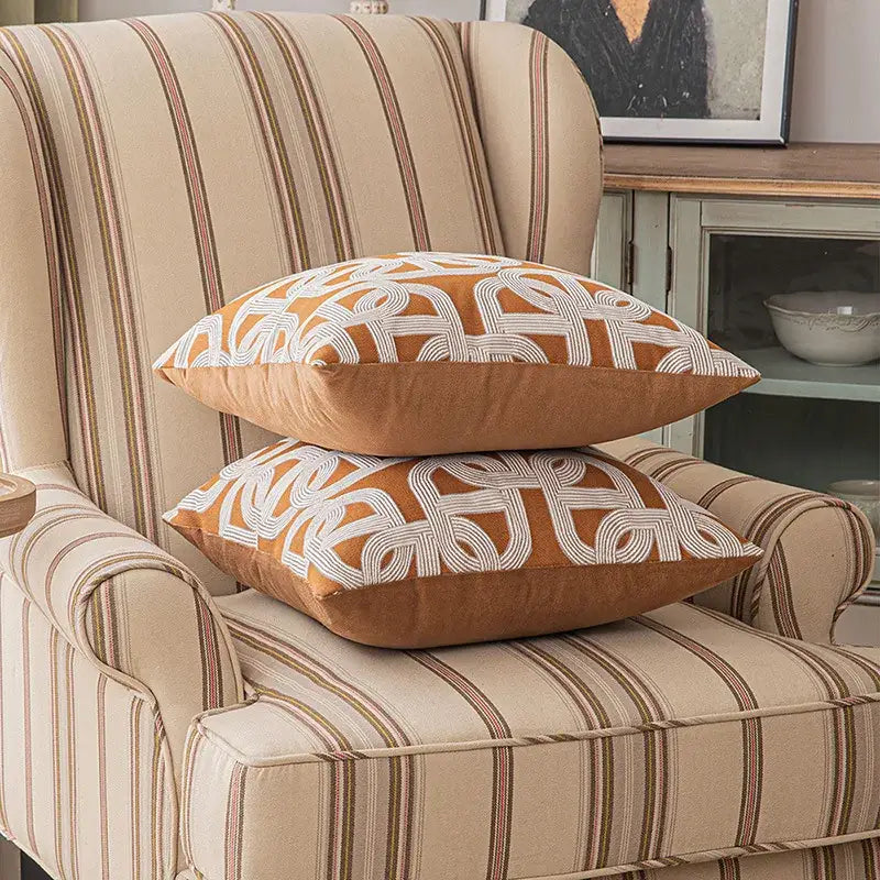Brown Geometric Cushion Cover