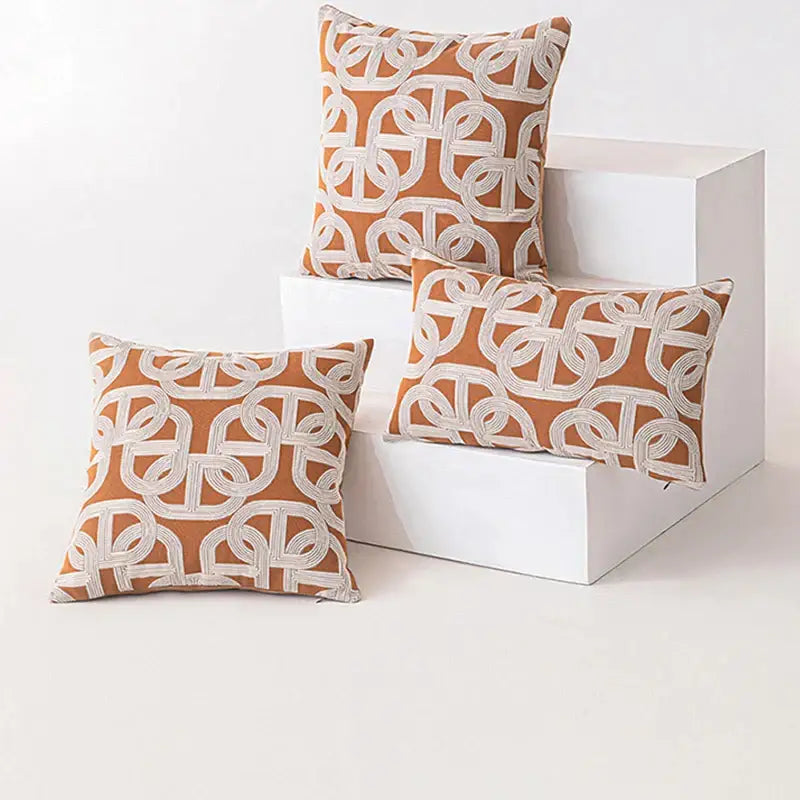 Brown Geometric Cushion Cover
