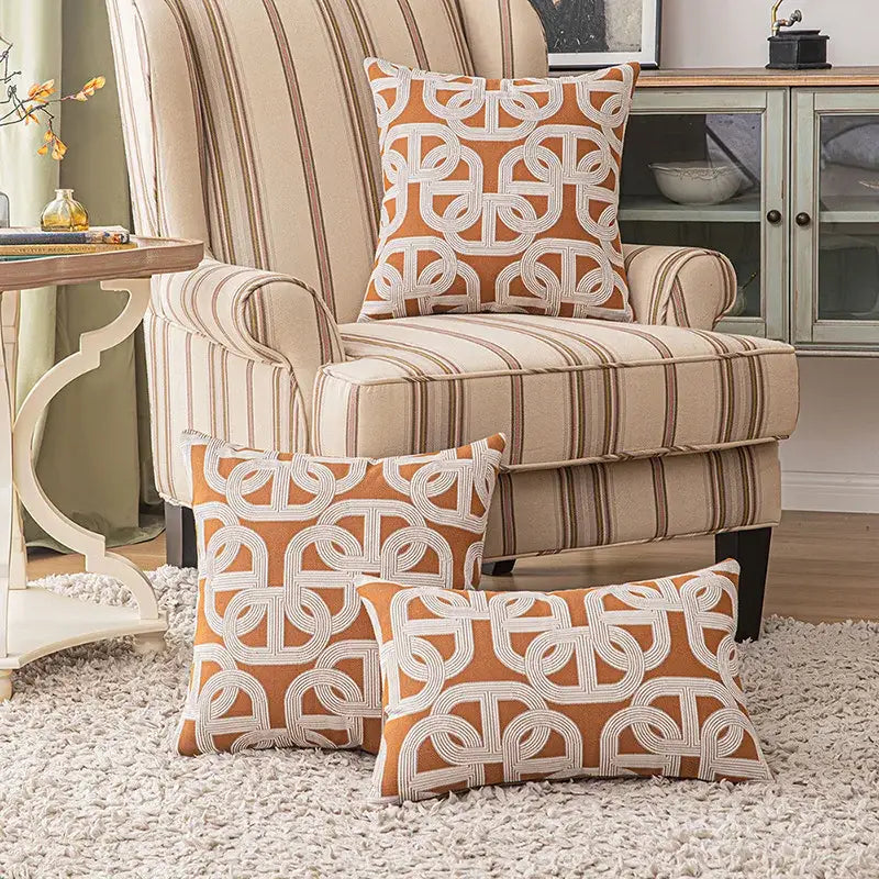 Brown Geometric Cushion Cover