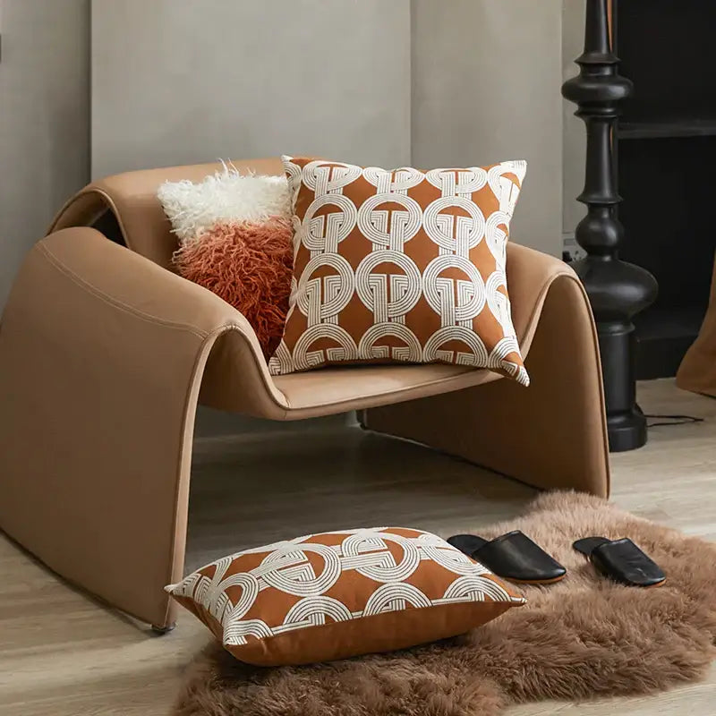 Brown Geometric Cushion Cover