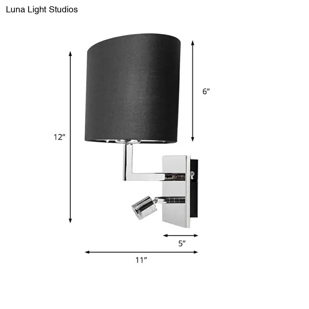 Brown Fabric Chrome-Accent Wall Sconce