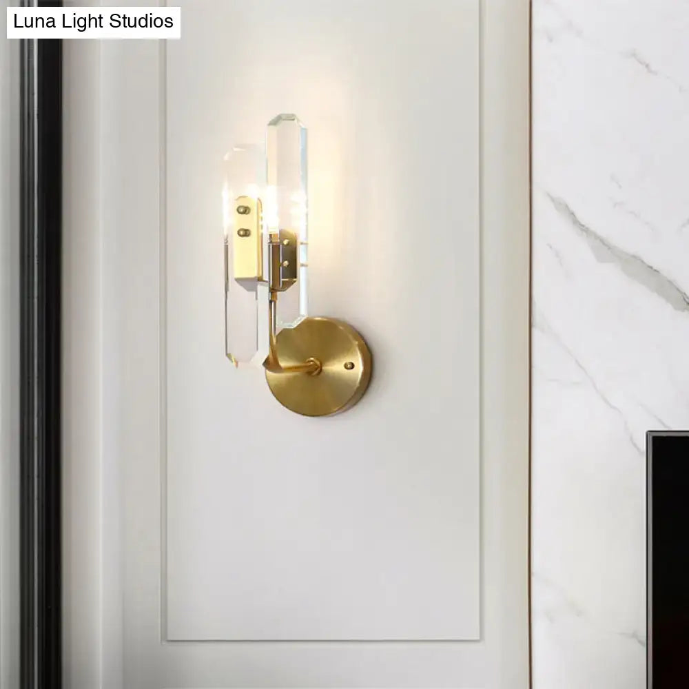 Brass Crystal Block Wall Sconce Postmodern