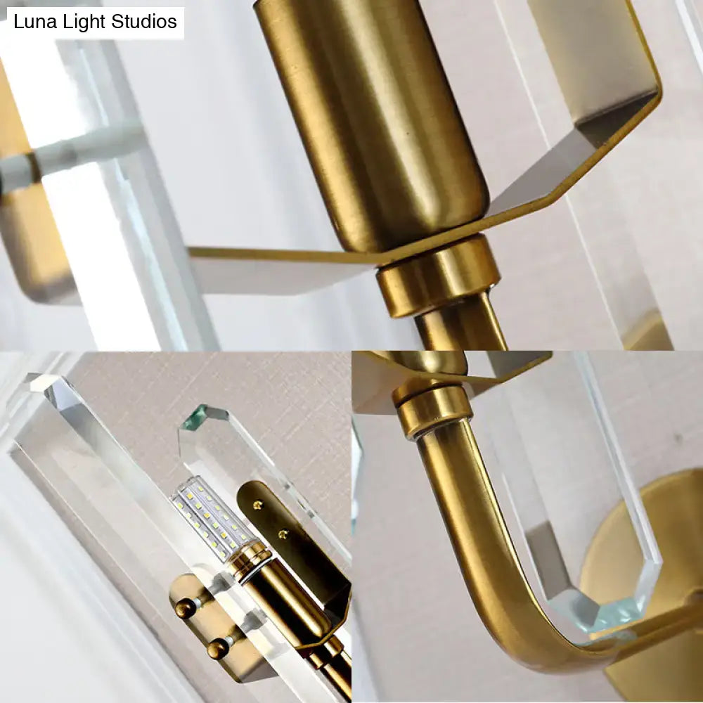 Brass Crystal Block Wall Sconce Postmodern