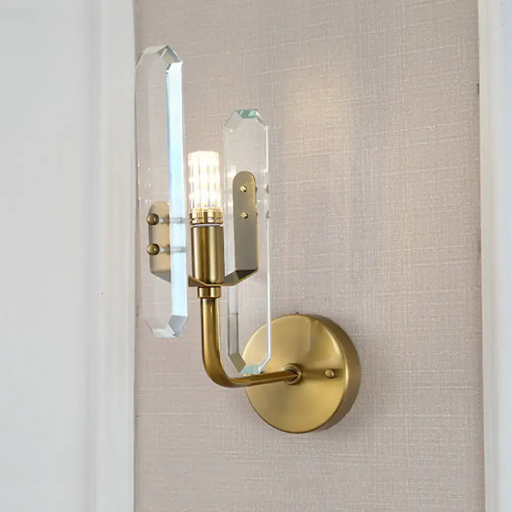Brass Crystal Block Wall Sconce Postmodern