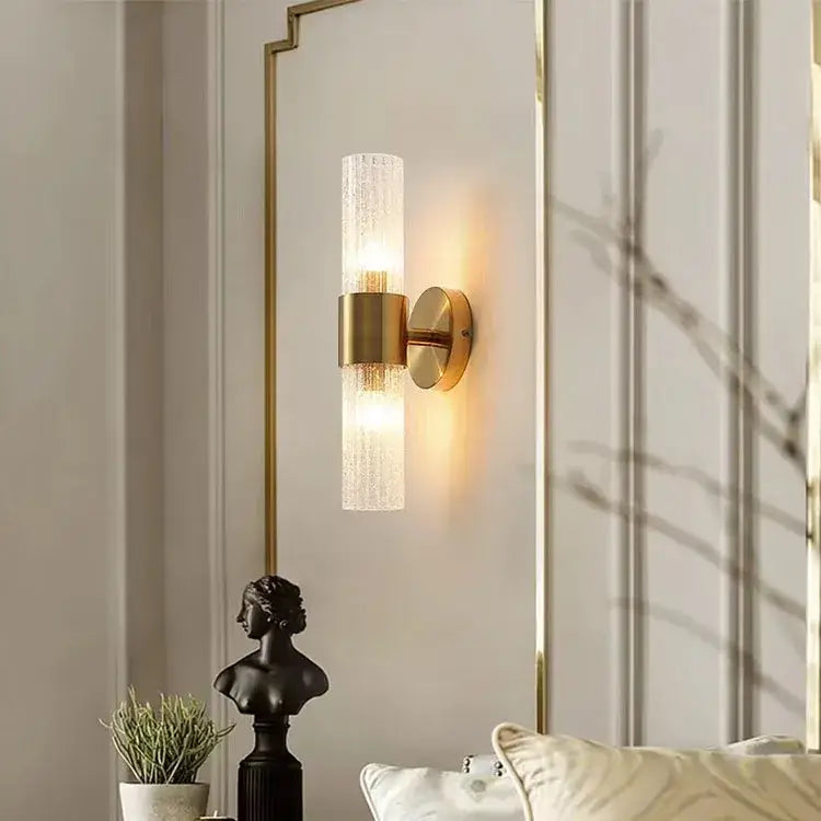 Brass Crystal Wall Lamp with Dual LED Lights