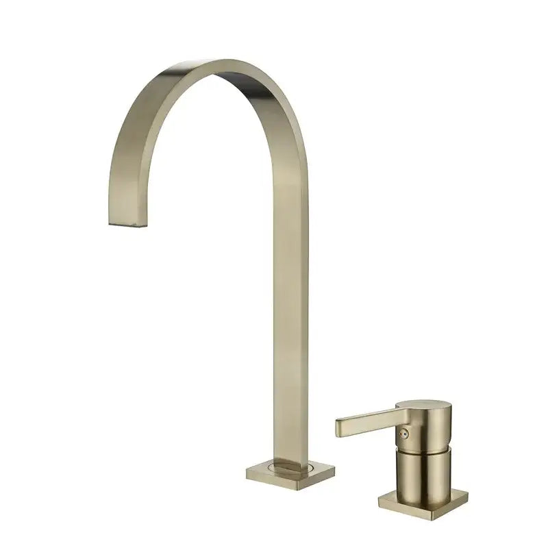 Gold Arched Solid-Brass Basin Faucet