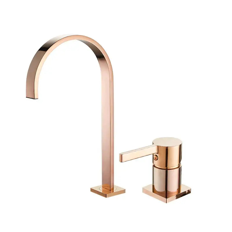 Gold Arched Solid-Brass Basin Faucet