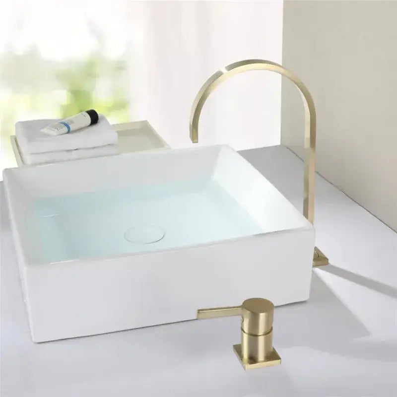 Gold Arched Solid-Brass Basin Faucet
