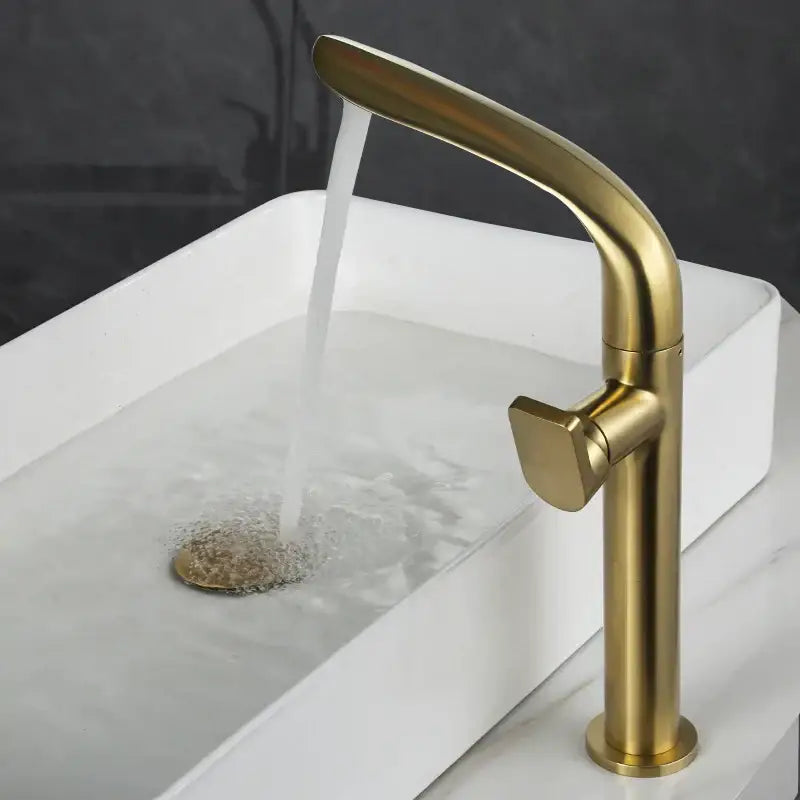 Gold High Arc Basin Mixer