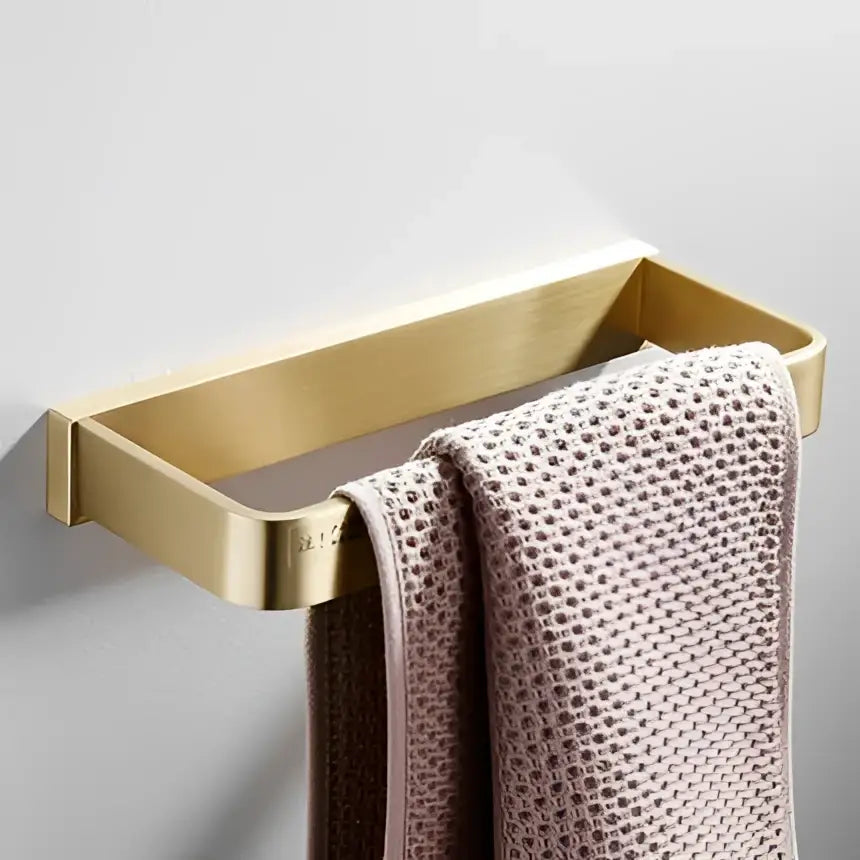 Brushed Gold Copper Bathroom Set with Shelf