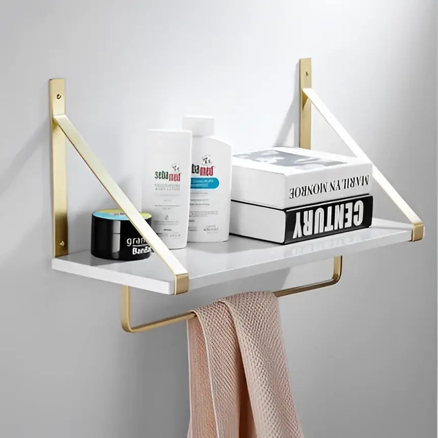 Brushed Gold Copper Bathroom Set with Shelf