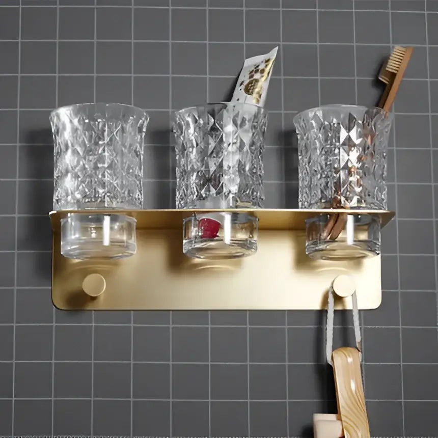 Brushed Gold Copper Bathroom Set with Shelf