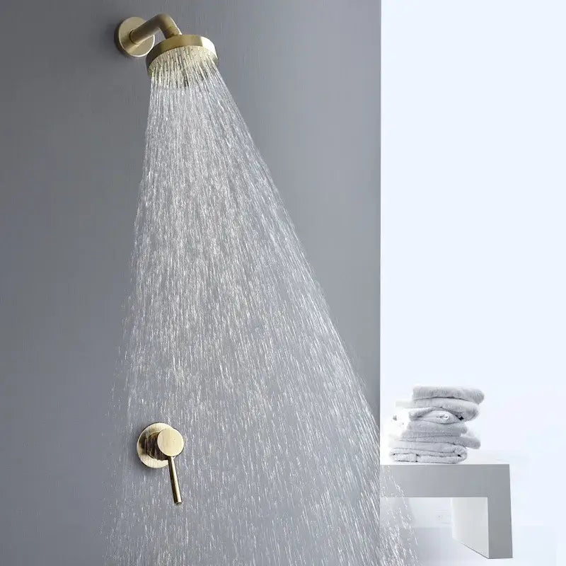 Gold Round Rainfall Shower Set with Mixer