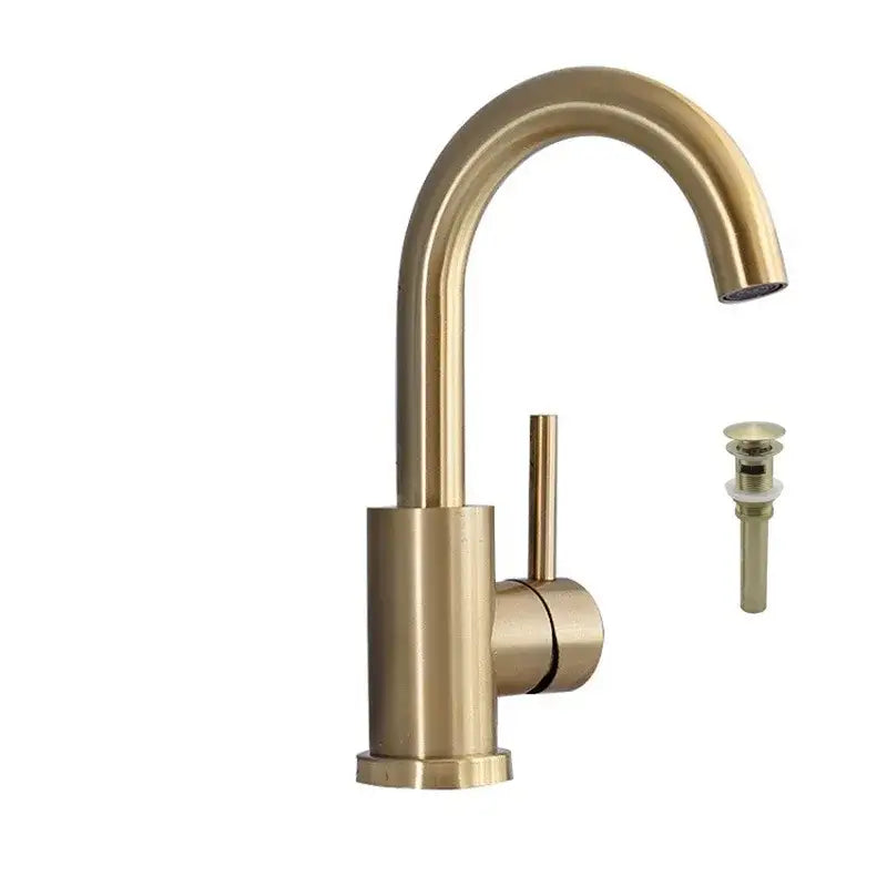 Brushed Gold Deck-Mounted Pop-Up Faucet