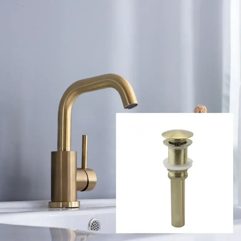 Brushed Gold Deck-Mounted Pop-Up Faucet