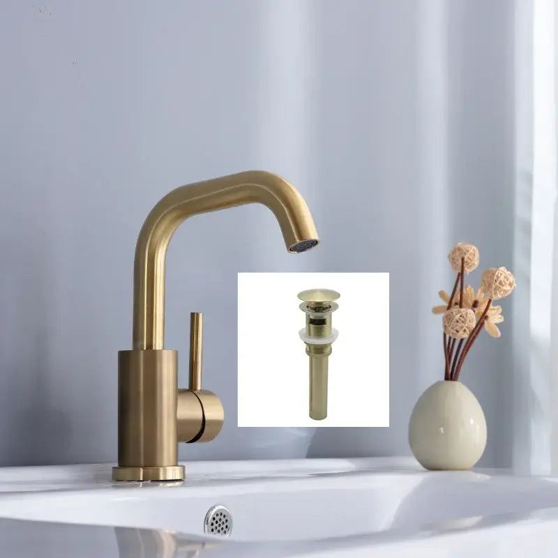Brushed Gold Deck-Mounted Pop-Up Faucet