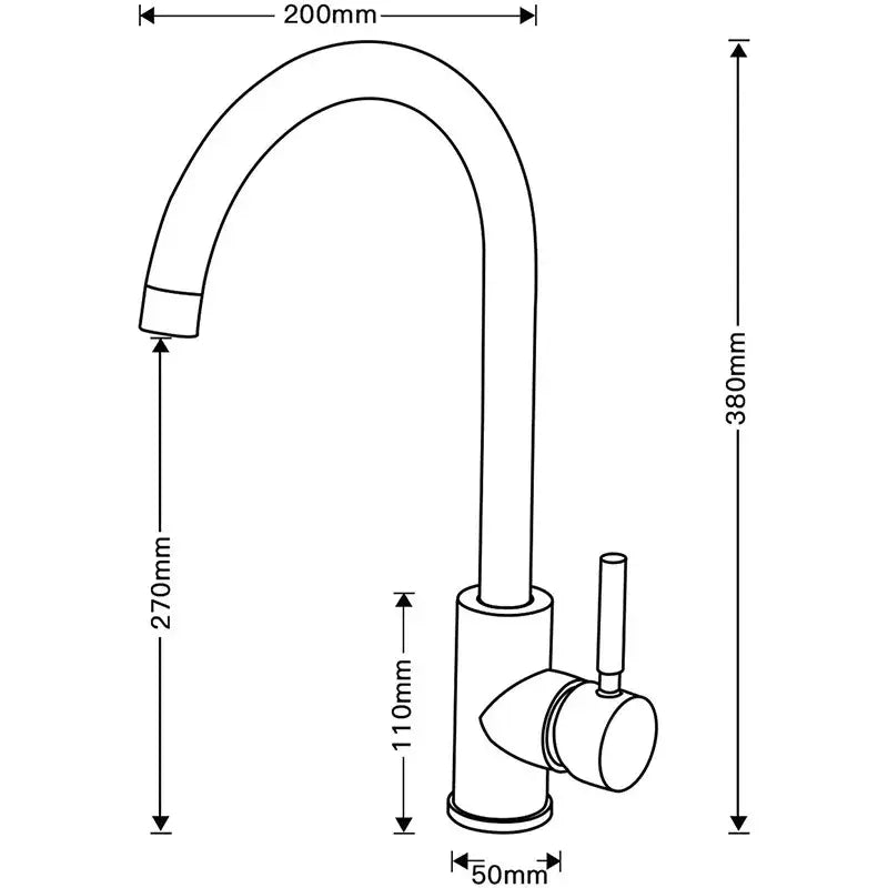 Gold Curved Kitchen Faucet Stainless Steel Body