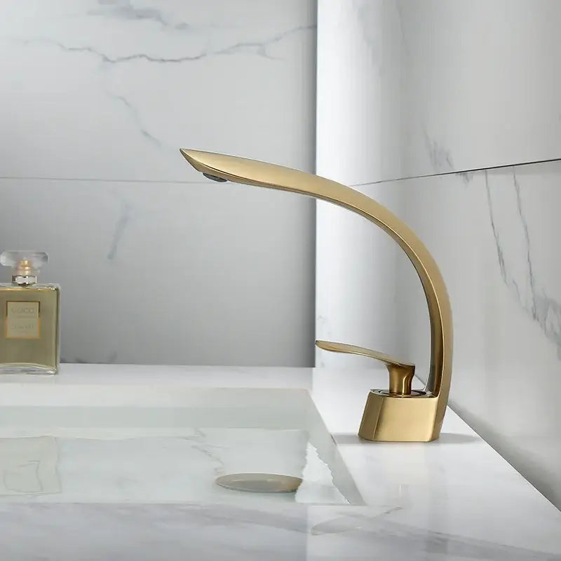 Gold Waterfall Solid-Brass Basin Faucet