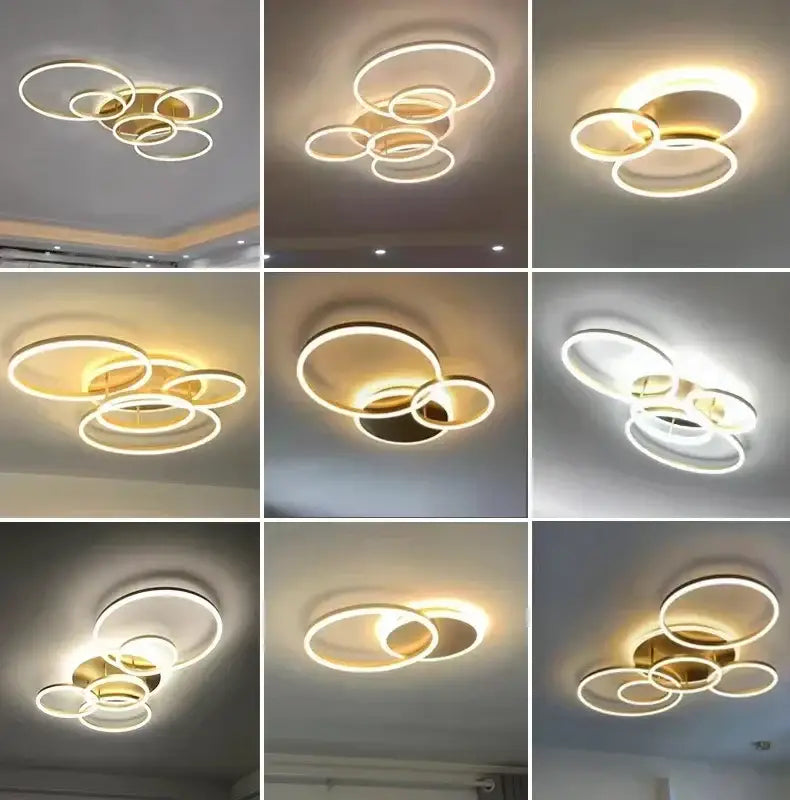 Golden LED Ring Chandelier