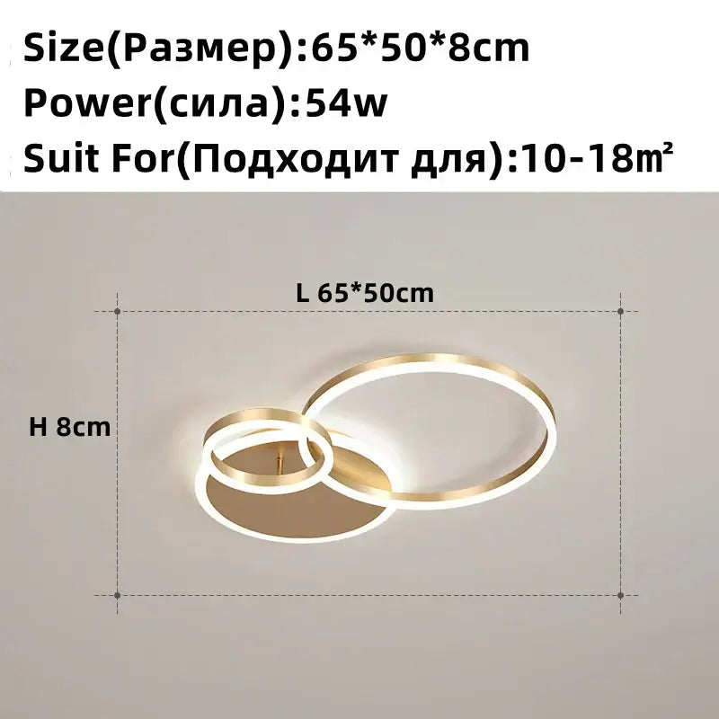 Golden LED Ring Chandelier