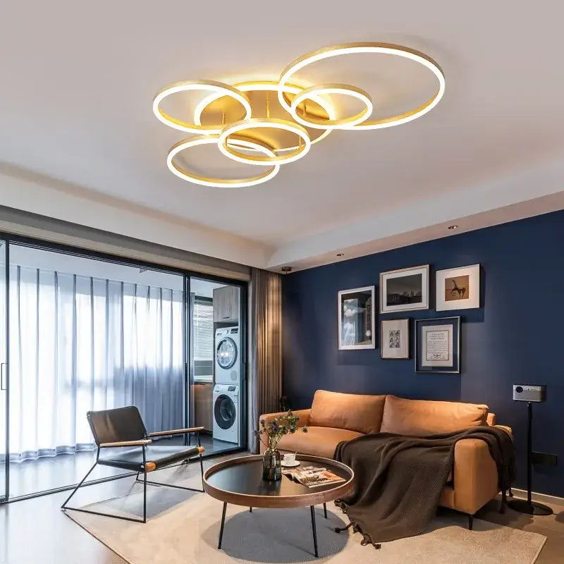 Golden LED Ring Chandelier