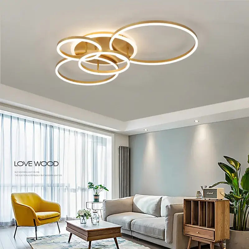 Golden LED Ring Chandelier