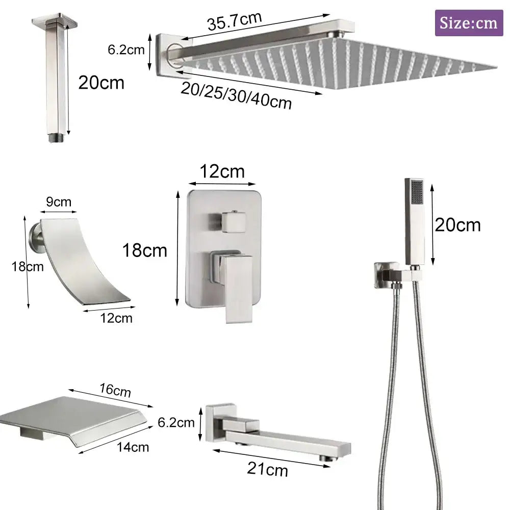 Nickel Rainfall Shower Set