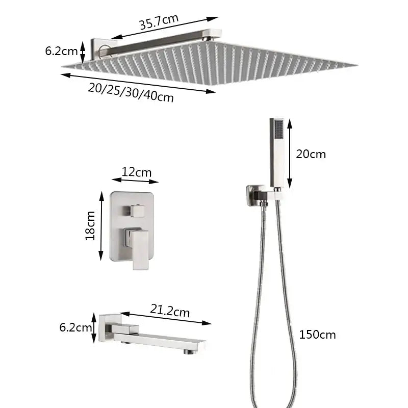 Nickel Rainfall Shower Spout
