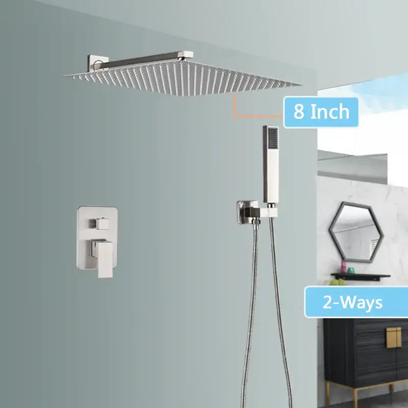 Nickel Rainfall Shower Spout
