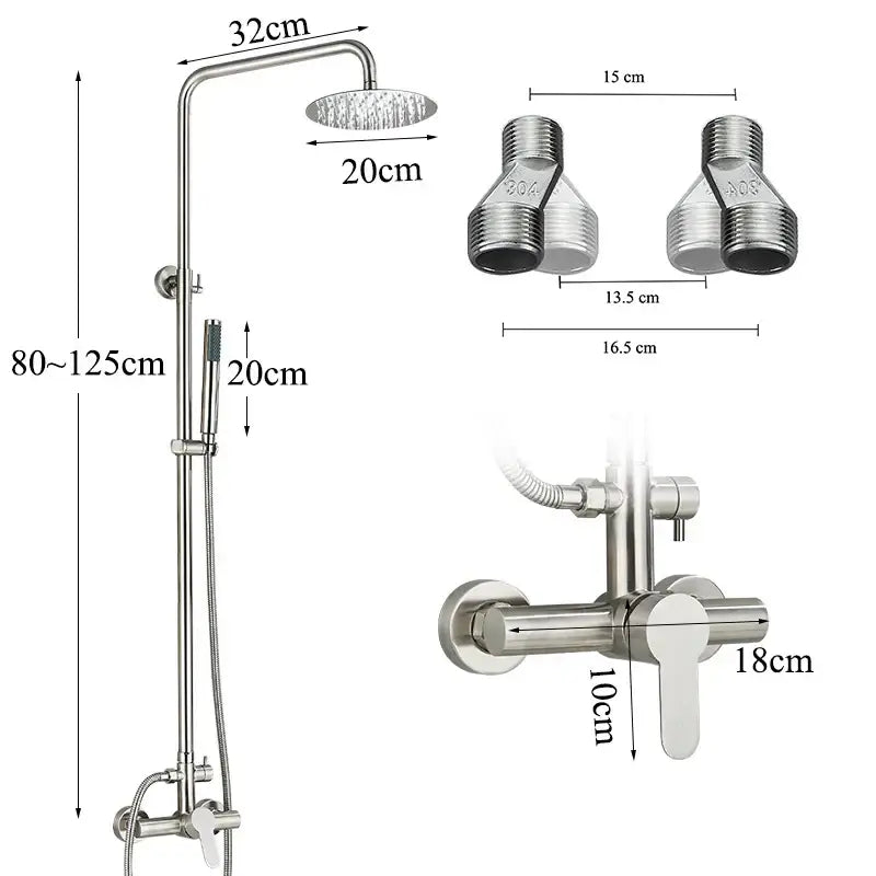 Brushed Nickel Handheld Shower System 12-Inch