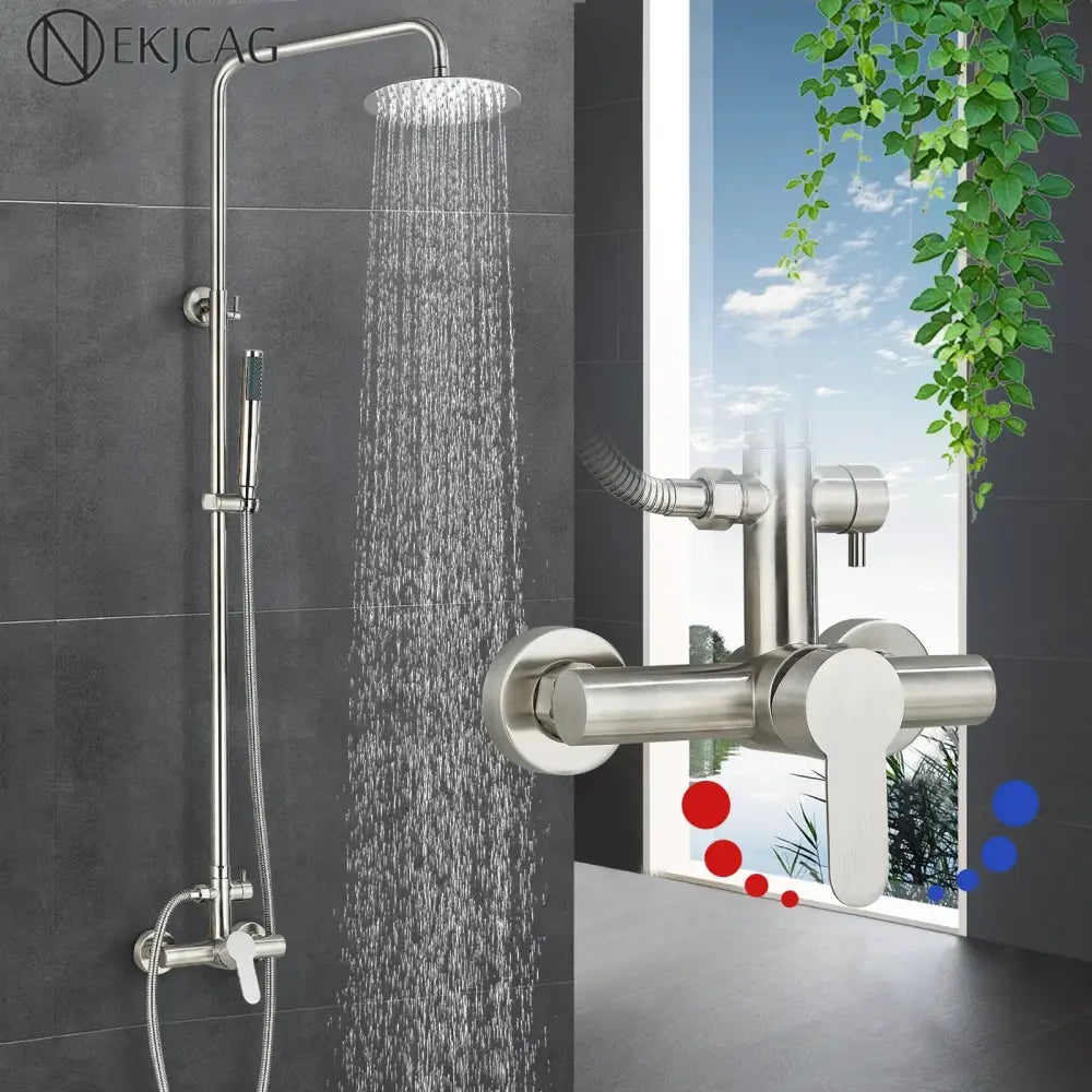 Brushed Nickel Handheld Shower System 12-Inch
