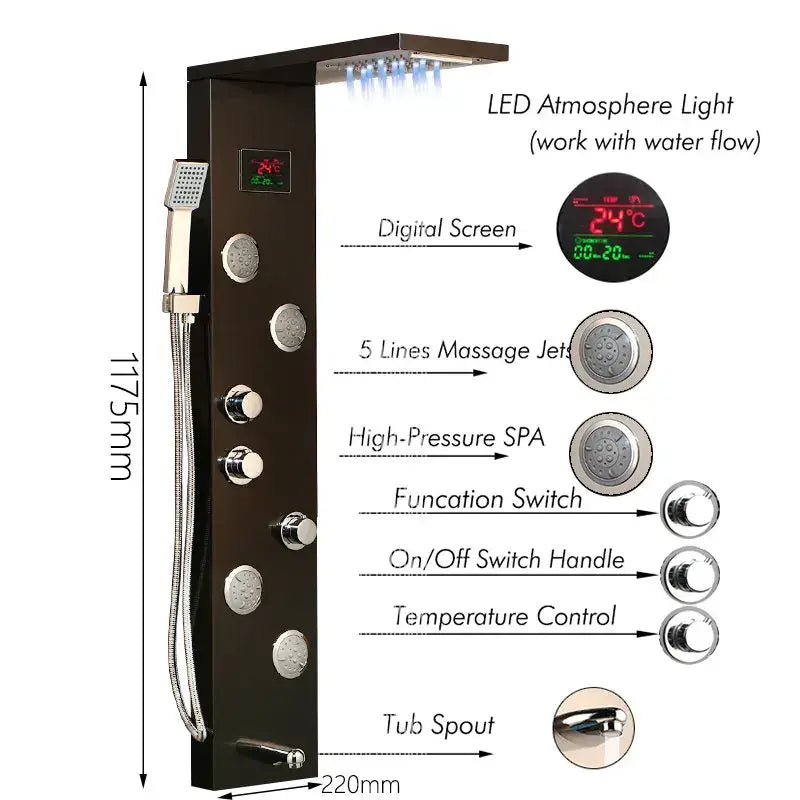 Nickel LED Shower Panel