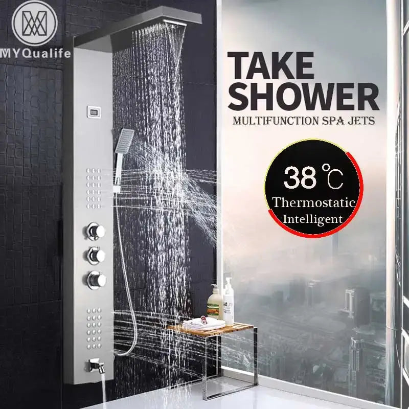 Nickel Waterfall Shower Panel