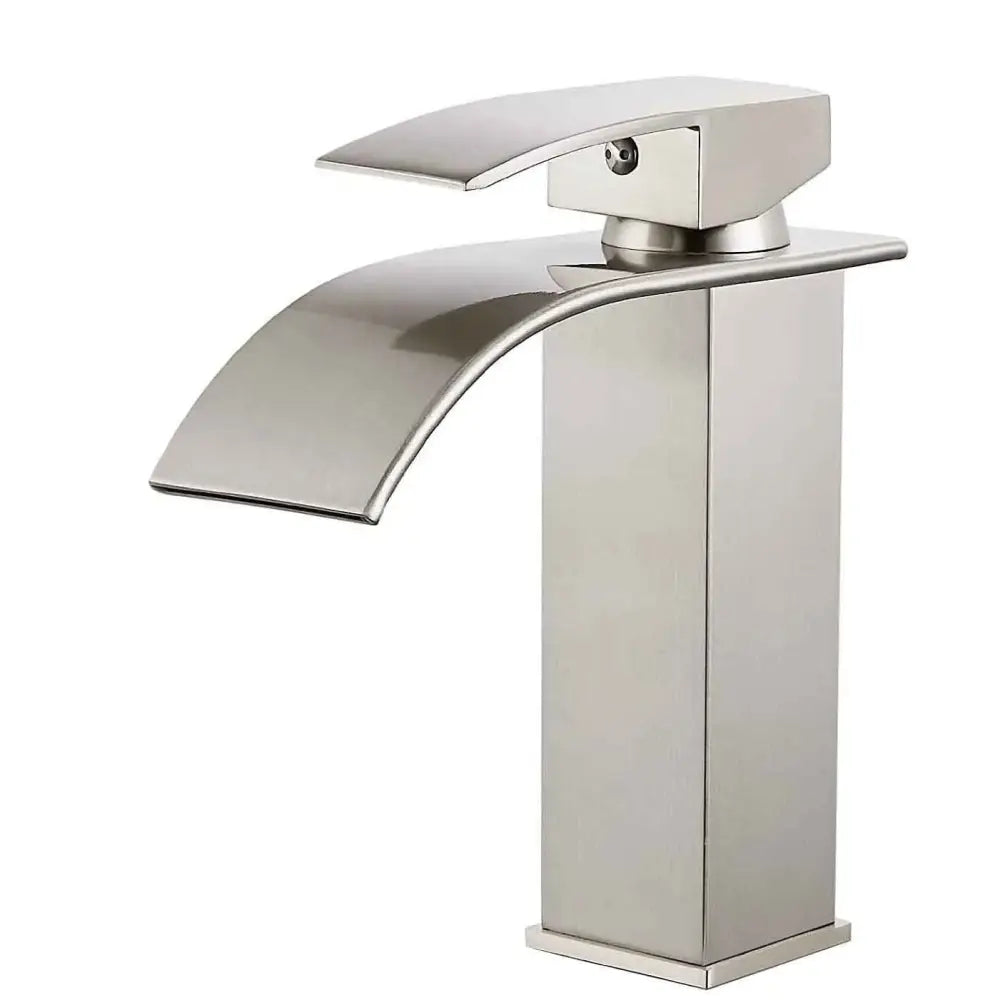 Nickel Waterfall Basin Faucet Tall Design