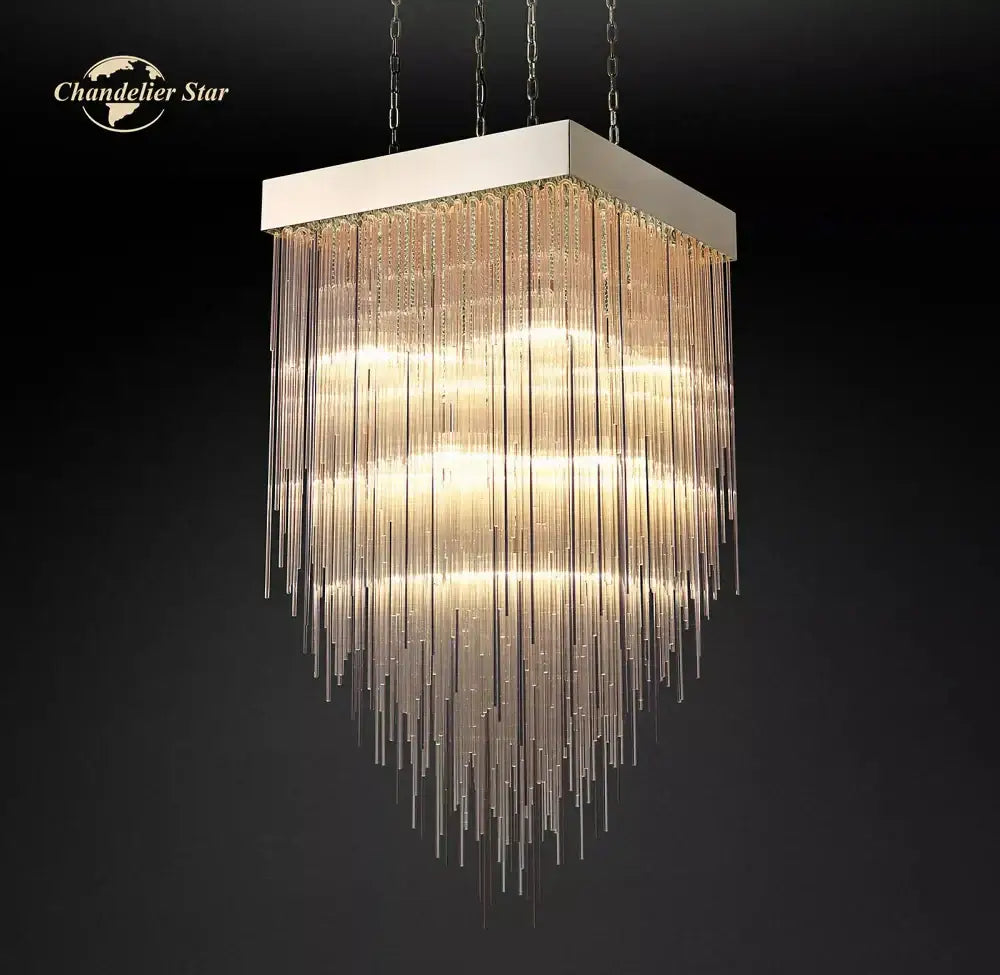 Gold Glass Square Chandelier