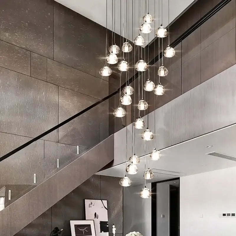 Crystal Ball Pendant Chandelier for Staircase
