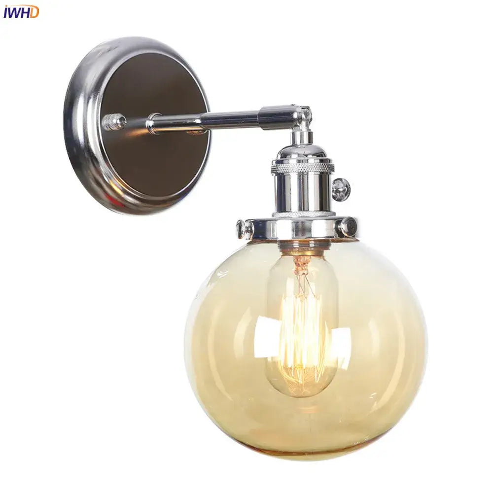 Amber Glass Modern Bedroom Sconce