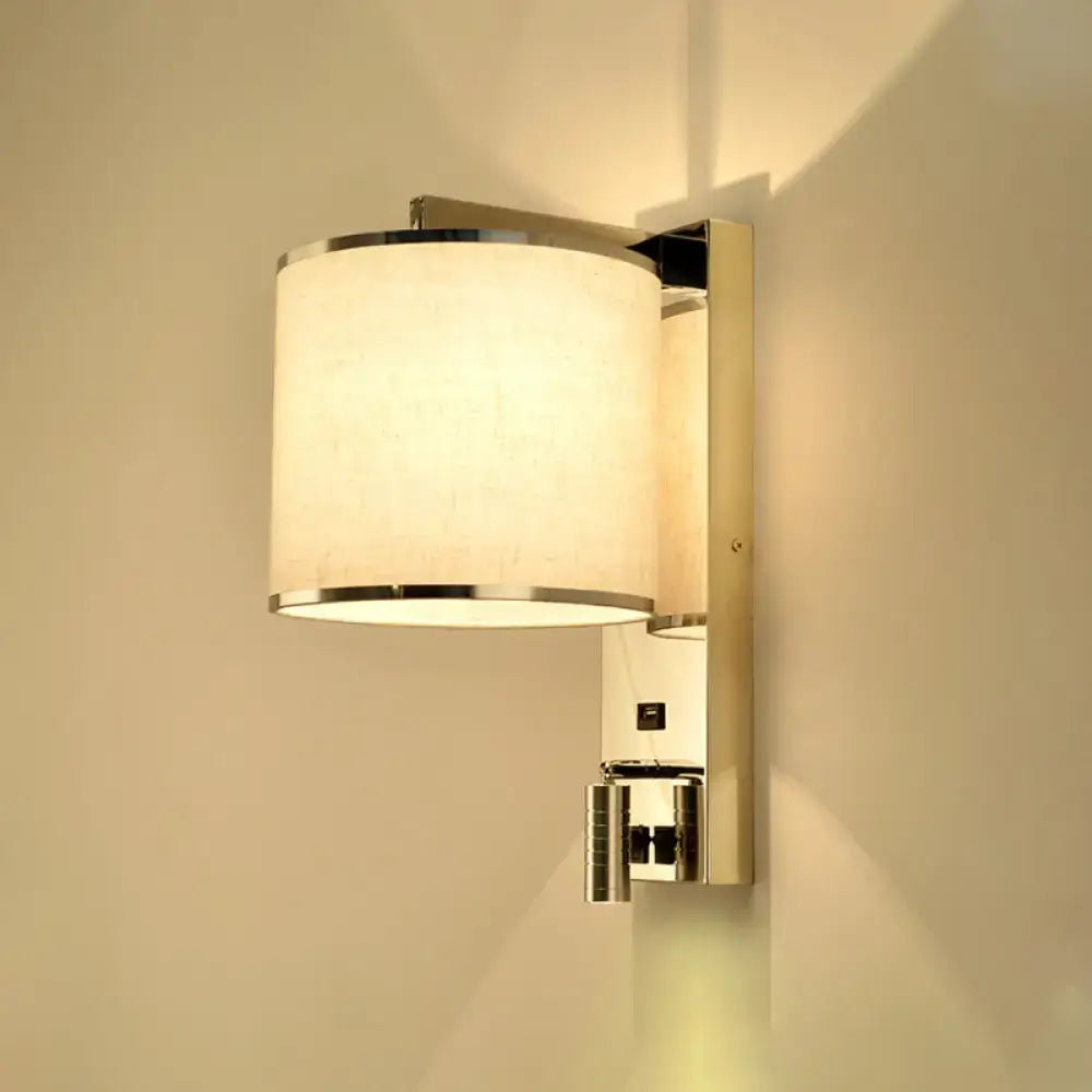 Chrome Fabric Drum Sconce