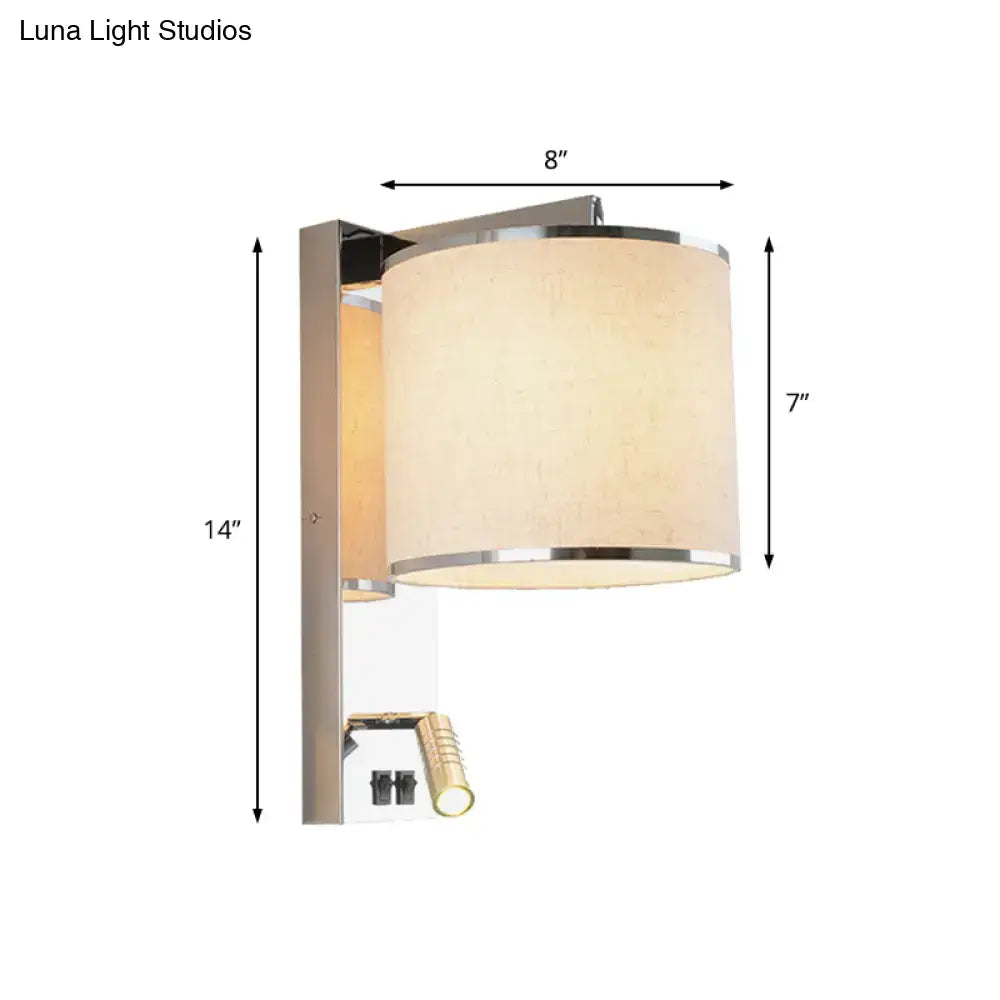 Chrome Fabric Drum Sconce
