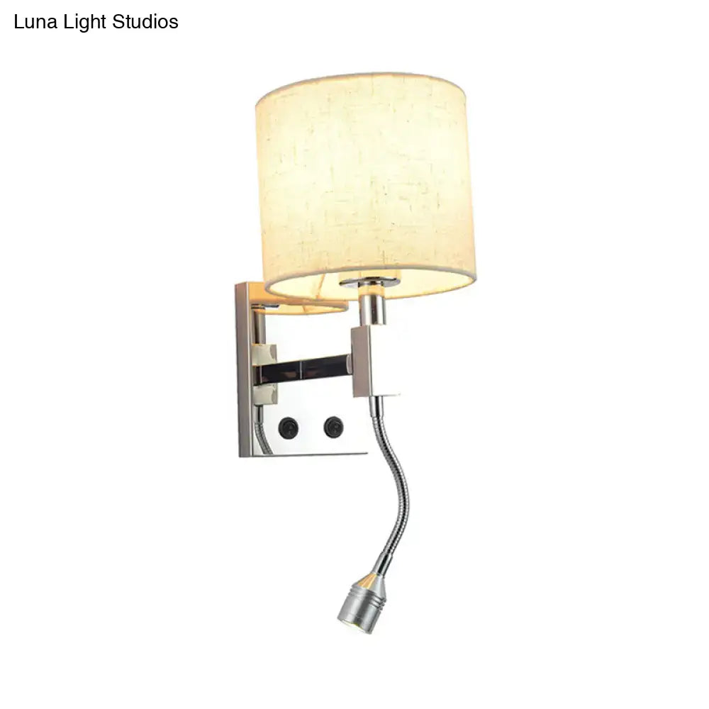Chrome Fabric Drum Sconce