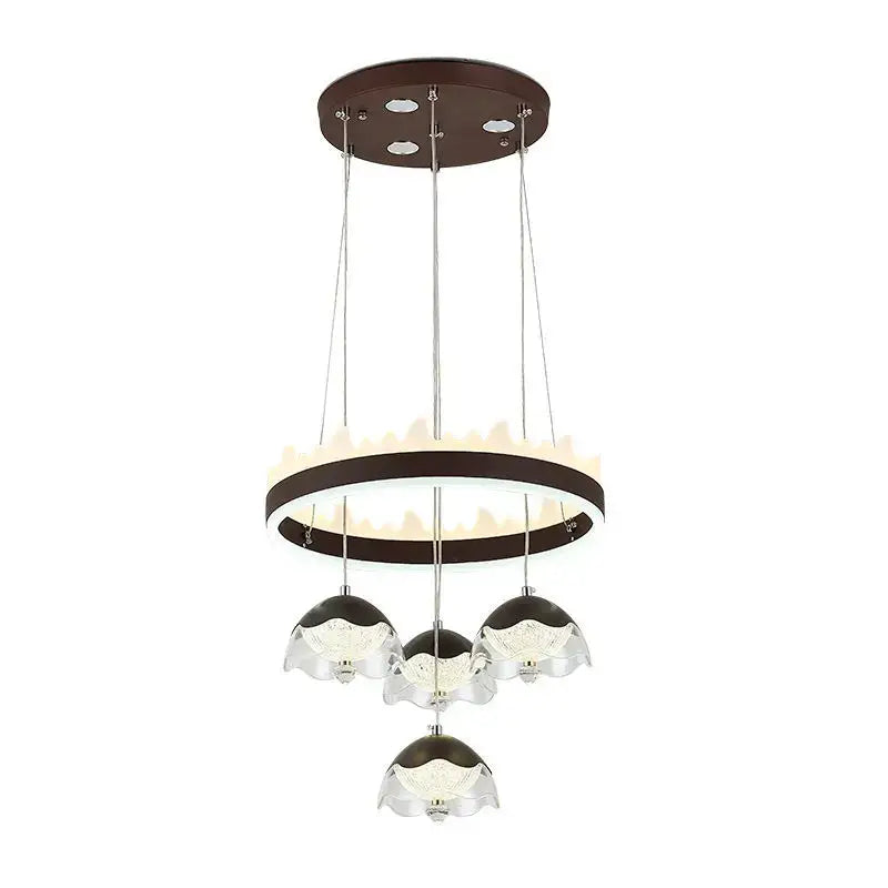 Chrome Glass Tri-Color LED Dining Chandelier