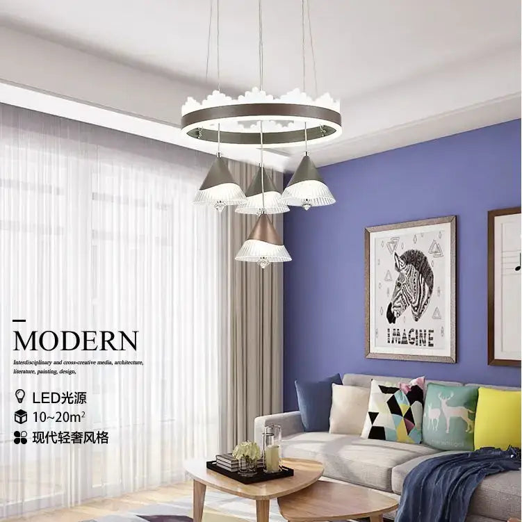 Chrome Glass Tri-Color LED Dining Chandelier