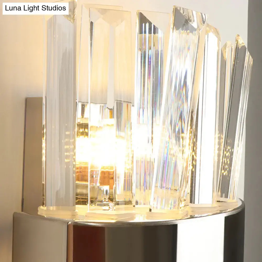Chrome Crystal Wall Sconce Single-Bulb Design