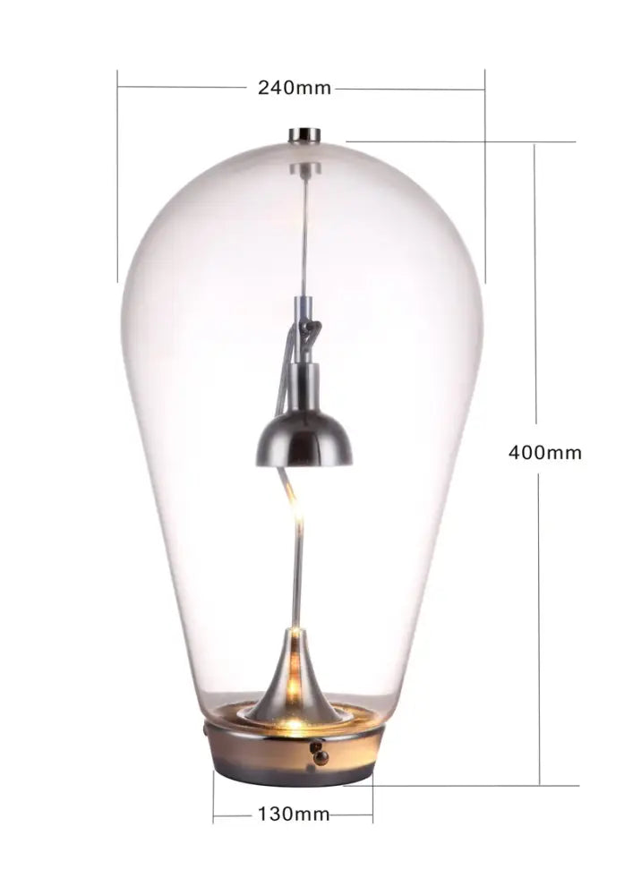 Chrome Glass Table Lamp with Blown Glass Shade