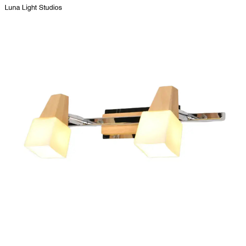 Wood Cube Vanity Light