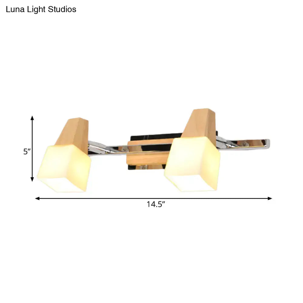Wood Cube Vanity Light