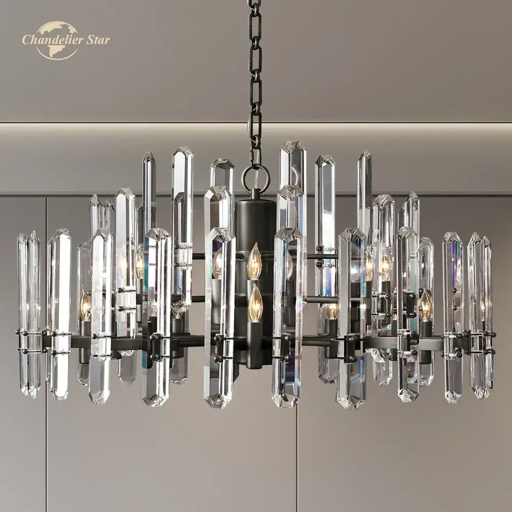 Black Metal Crystal Chandelier