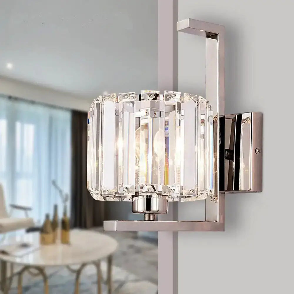 Chrome Crystal Drum Sconce